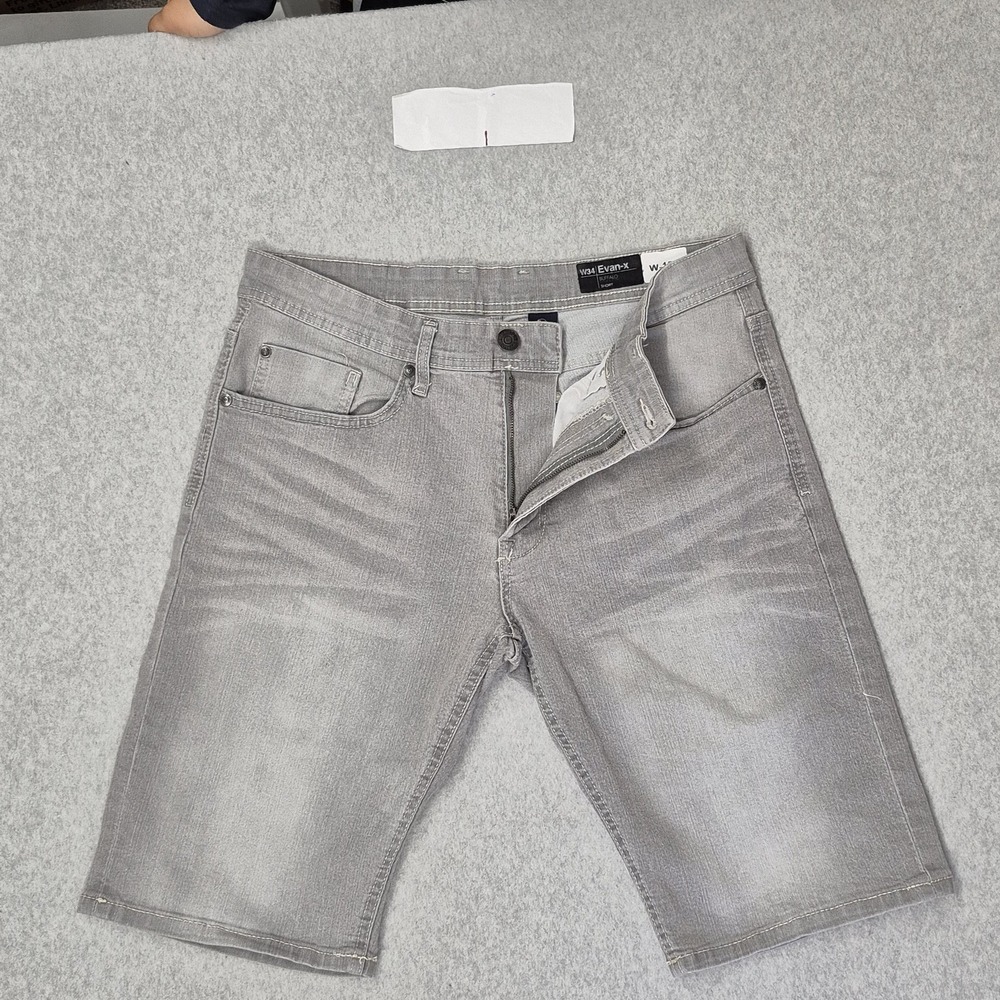 Buffalo Men Shorts W34 Gray Denim Evan-X Shorts Logo 11" Inseam